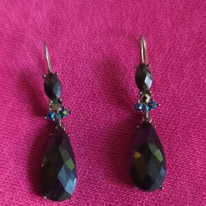 Lia Sophia Black and Blue Crystal Earrings